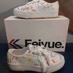 Feiyue White Sneakers with Colorful Design